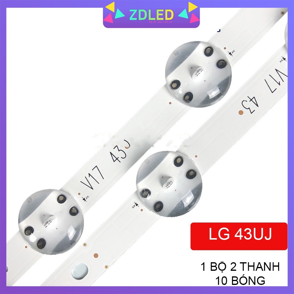 THANH LED TIVI LG 43UJ 652 (10LED) - Lắp zin tivi LG 43UJ652 - 1 THANH 2 thanh giống nhau - LED MỚI 100% nhà máy