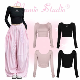  Áo thun tay dài MaMie form ôm body cho nữ  đủ màu chất cotton co giãn thoải mái. 