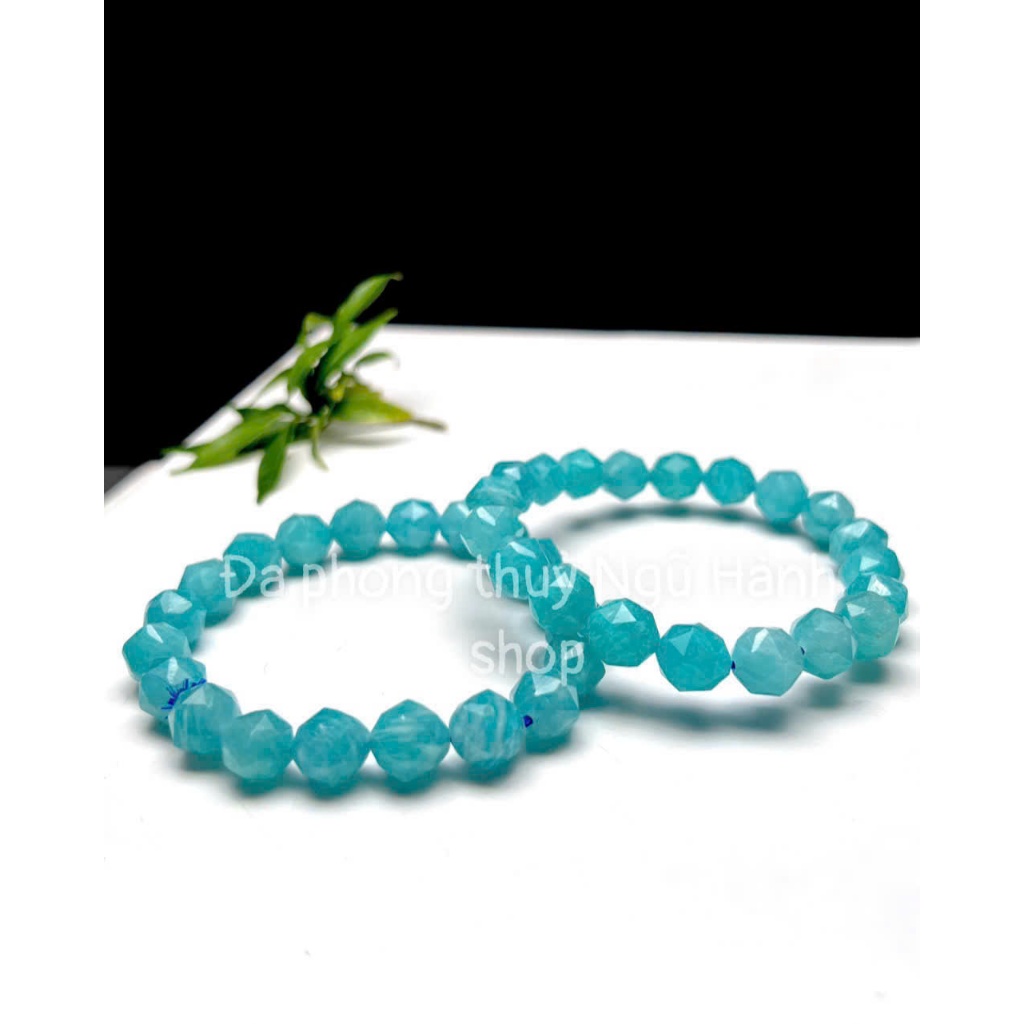 Vòng tay ama zone xanh cắt giác size 9-11mm siêu đẹp tặng kèm hộp
