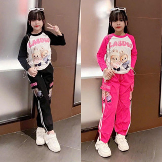 Bộ quần áo túi hộp thu đông bé gái 20-52kg từ 6-16 tuổi  LABUBU . Đồ bộ bé gái, set đồ bé gái