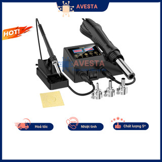 Trạm khò hàn nhiệt 2 trong 1 8898 màn hình LCD hiển thị nhiệt độ cao cấp Avesta