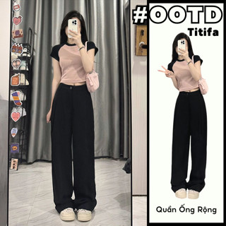  Quần Tây Công Sở Ống Rộng Lưng Cao Co Dãn Chất Vải Gold Hàn Vitex Mềm Cao Cấp Basic T2F17 Titifa Shop 