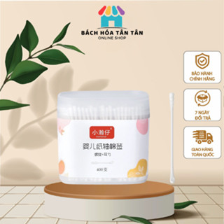 Hộp 400 Tăm Bông Ngoáy Tai 2 Đầu Vệ Sinh Tai, Mũi Kháng Khuẩn - Bông Lấy Ráy Tai