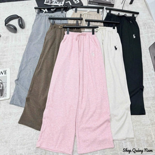 Quần len nữ ống rộng chất len tăm chi tiết quần thêu ngựa hàng Qccc