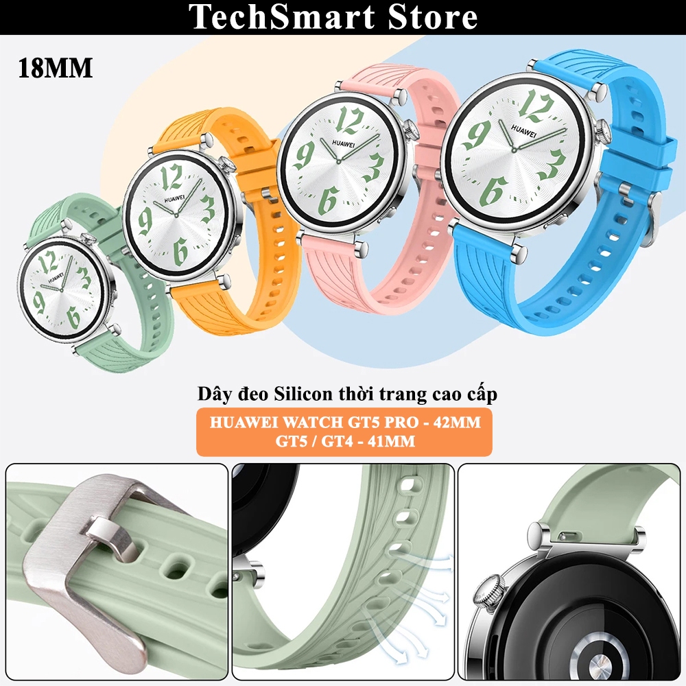 Dây đeo Silicon thời trang Huawei Watch GT5 Pro-42mm,GT5/GT4-41mm (18mm)