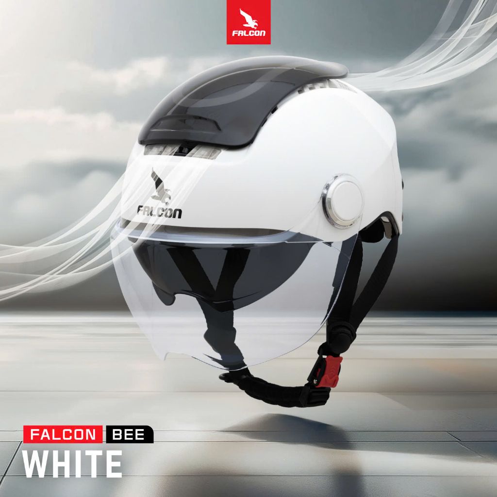 [Hỏa Tốc] Nón Falcon Đạt Chuẩn Đi Xe Máy Falcon F14 [ Bee ] Trắng Bóng 2 Kính Cao Cấp