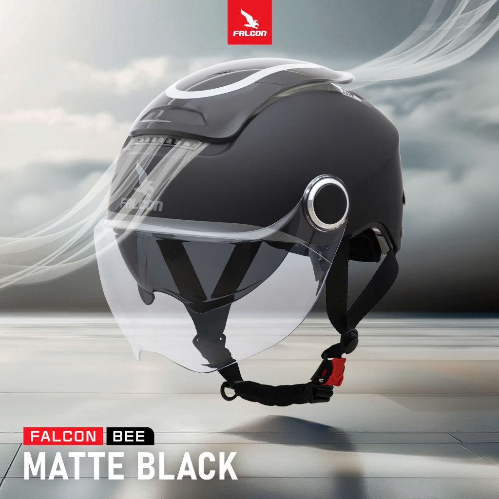 [Hỏa Tốc] Nón Falcon Đạt Chuẩn Đi Xe Máy Falcon F14 [ Bee ] Đen Bóng 2 Kính Cao Cấp