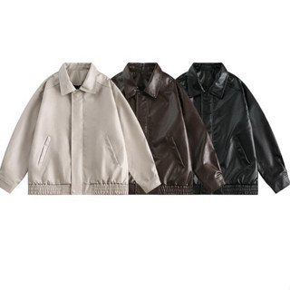 [BIGSIZE 55-90kg] Áo khoác da nam nữ có Bigsize 3 màu trắng nâu đen da dày dặn mang thu xuân 2024