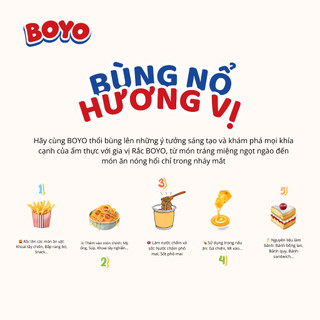 ( Tặng 100g Bánh phồng tôm ) Combo 3 loại bột siêu ngon BOYO ( Bột phô mai 125g, Bột trứng muối 100g, Bột xí muội 100g )