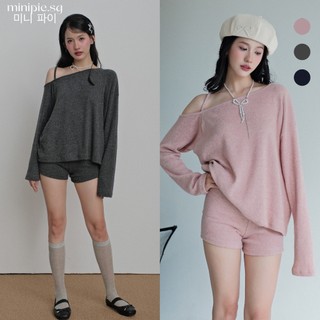  Set Áo Len Trễ Vai Nữ Dáng Rộng DAZY Basic Phong Cách Hàn Quốc MùaThu - Minipie 