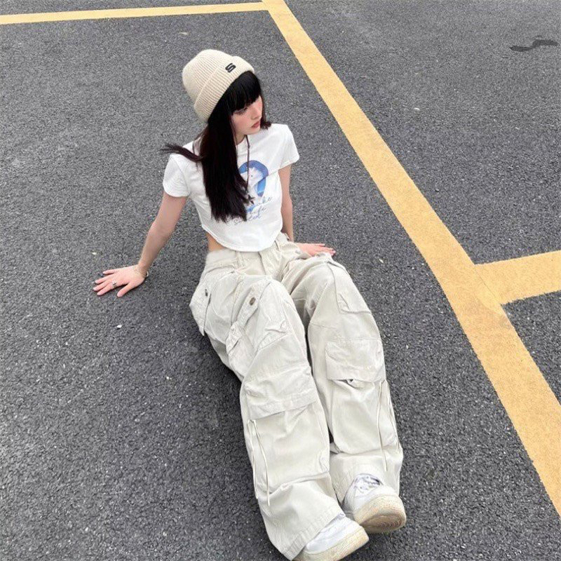 Quần kaki Cargo Y2K dài suông TEN BOX ống rộng túi hộp màu ĐEN/KEM trơn form nam nữ unisex 🖤 Quần kaki Y2K | BigBuy360 - bigbuy360.vn