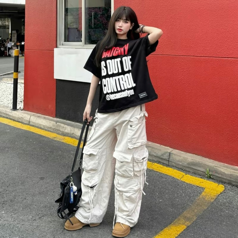 Quần kaki Cargo Y2K dài suông TEN BOX ống rộng túi hộp màu ĐEN/KEM trơn form nam nữ unisex 🖤 Quần kaki Y2K | BigBuy360 - bigbuy360.vn