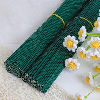 Set bó 10 cây kẽm làm hoa - Que kẽm bọc nhựa xanh (cỡ 30cm - 60cm) làm thân hoa giả, hoa giấy nhún hoa sáp