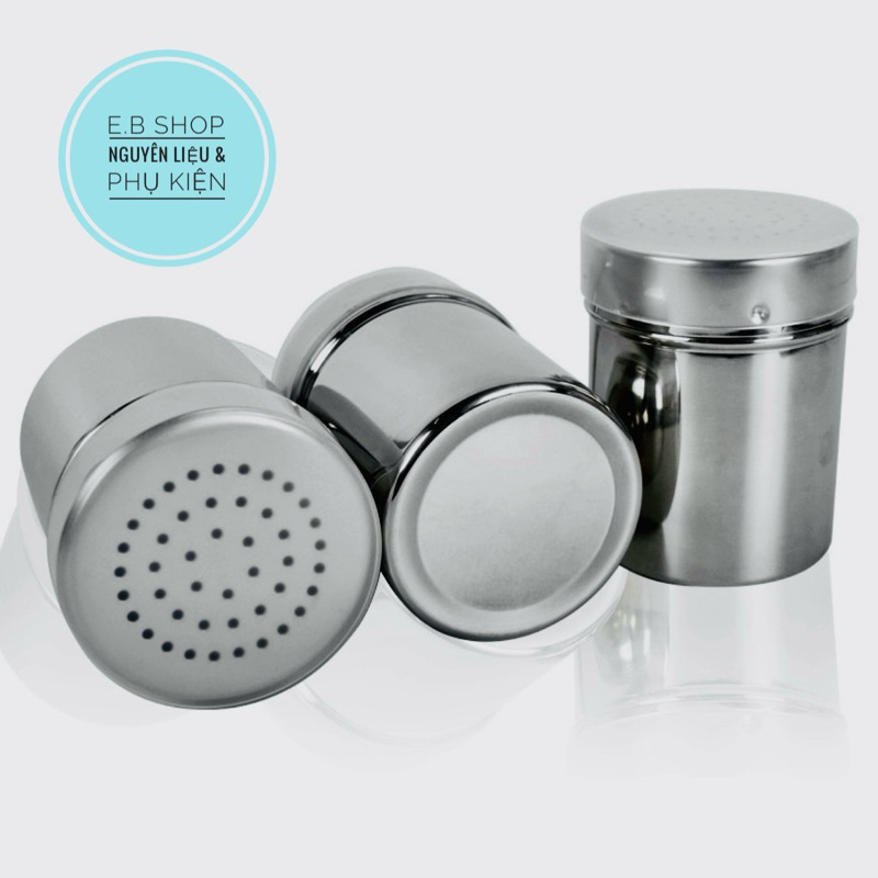 B266 Lọ rắc cacao phô mai matcha inox cao cấp cỡ lớn có nắp đậy dụng cụ làm bánh
