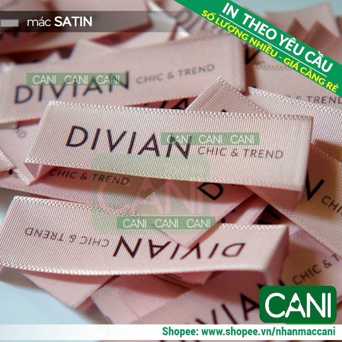 50c In theo yêu cầu Nhãn mác quần áo satin lụa