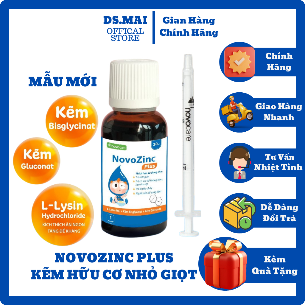 Mẫu Mới Nhất Kẽm Hữu Cơ Nhỏ Giọt Cho Bé NovoZinC Plus Giúp Tăng Đề Kháng Ổn Định Đường Tiêu Hóa