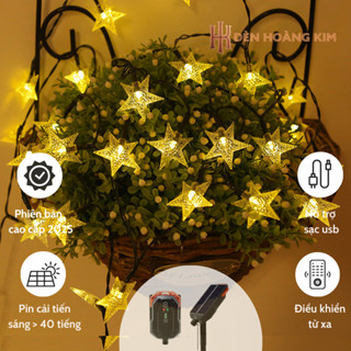 Đèn Led Trang Trí Năng Lượng Mặt Trời Hình Ngôi Sao Dài 12m Gồm 100 Bóng - Ánh Sáng Vàng
