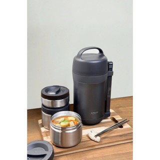 Hộp cơm giữ nhiệt Kaiyo màu ghi dung tích 1600ml  inox 304,  Giữ nóng 12h kèm hộp đũa