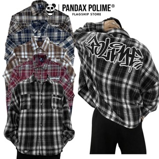 Áo sơ mi flannel khoác dạ kẻ caro form rộng boxy ngắn lửng cánh dơi cặp đôi tay dài chống nắng local brand pandax polime