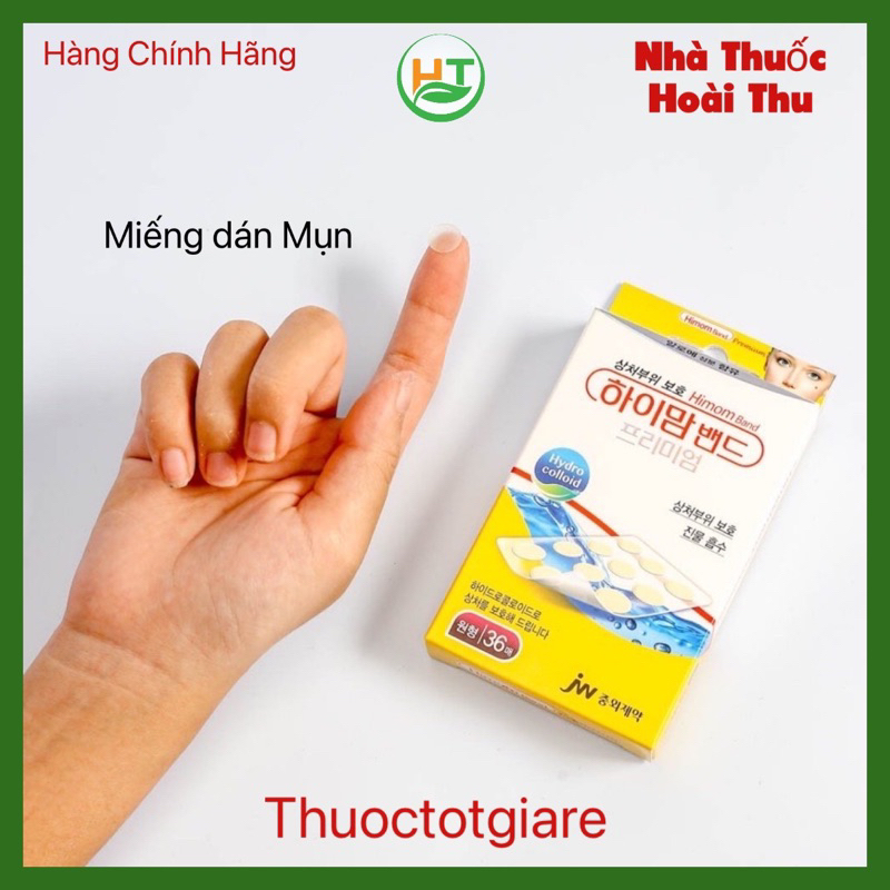 Miếng dán mụn Lô hội HiMom band premium (Hộp 3 vỉ* 12 miếng tròn)