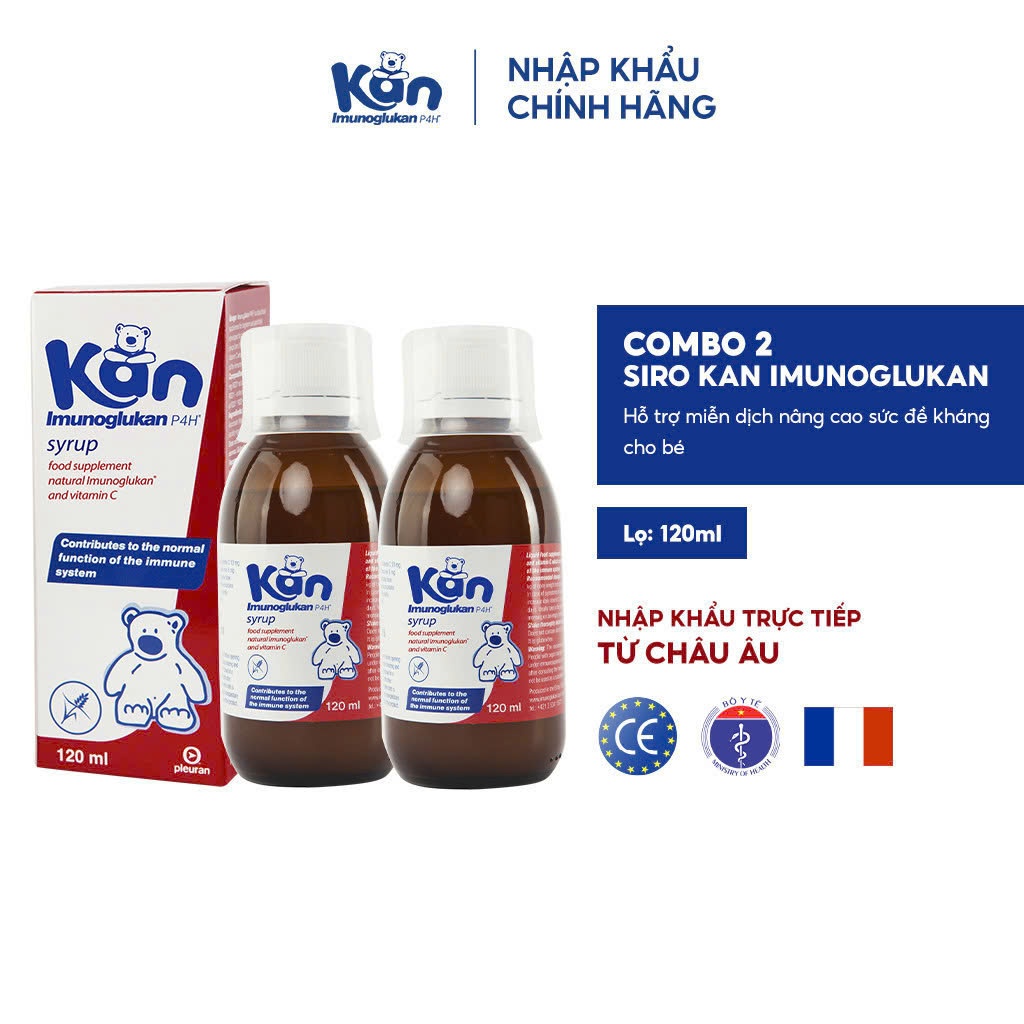 Siro Kan ImunoGlukan P4H hỗ trợ tăng đề kháng cho bé - Combo 2 chai - 120ml