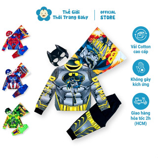 Đồ Bộ Siêu Nhân Bé Trai Dài Tay Dưới 10 Tuổi Người Nhện, Người Dơi, Captain, Hulk Trang Phục Hóa Trang Anh Hùng BD188A