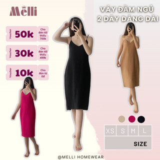 Đồ ngủ nữ váy ngủ 2 dây dáng dài chất đũi mềm mát, Đầm 2 dây đi biển, mặc ở nhà suông trơn V07