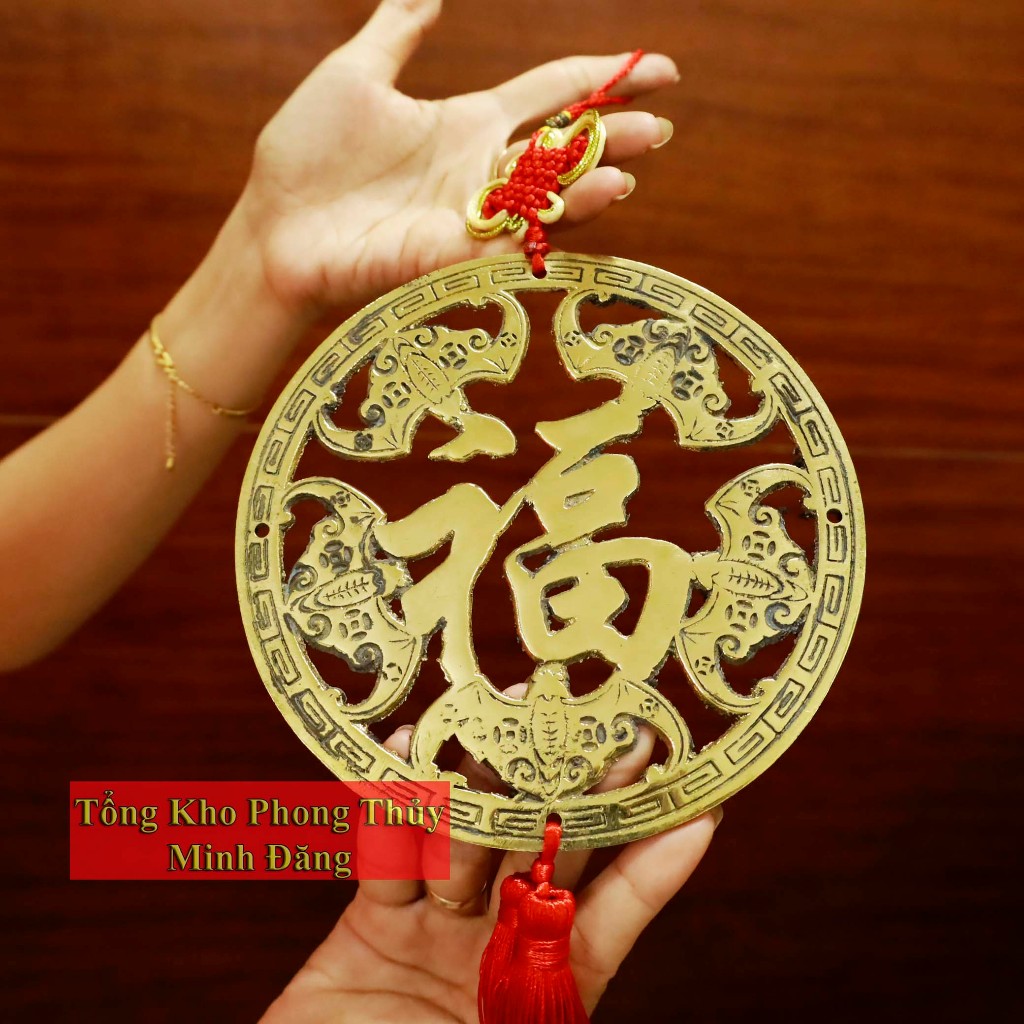  Dây ngũ phúc lâm môn tròn đồng nguyên chất 16cm 