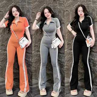 Đồ bộ nữ, set đồ bộ quần ống loe đai cao có túi, áo tay ngắn vải thun gân tăm lạnh, bộ đồ nữ, set bộ