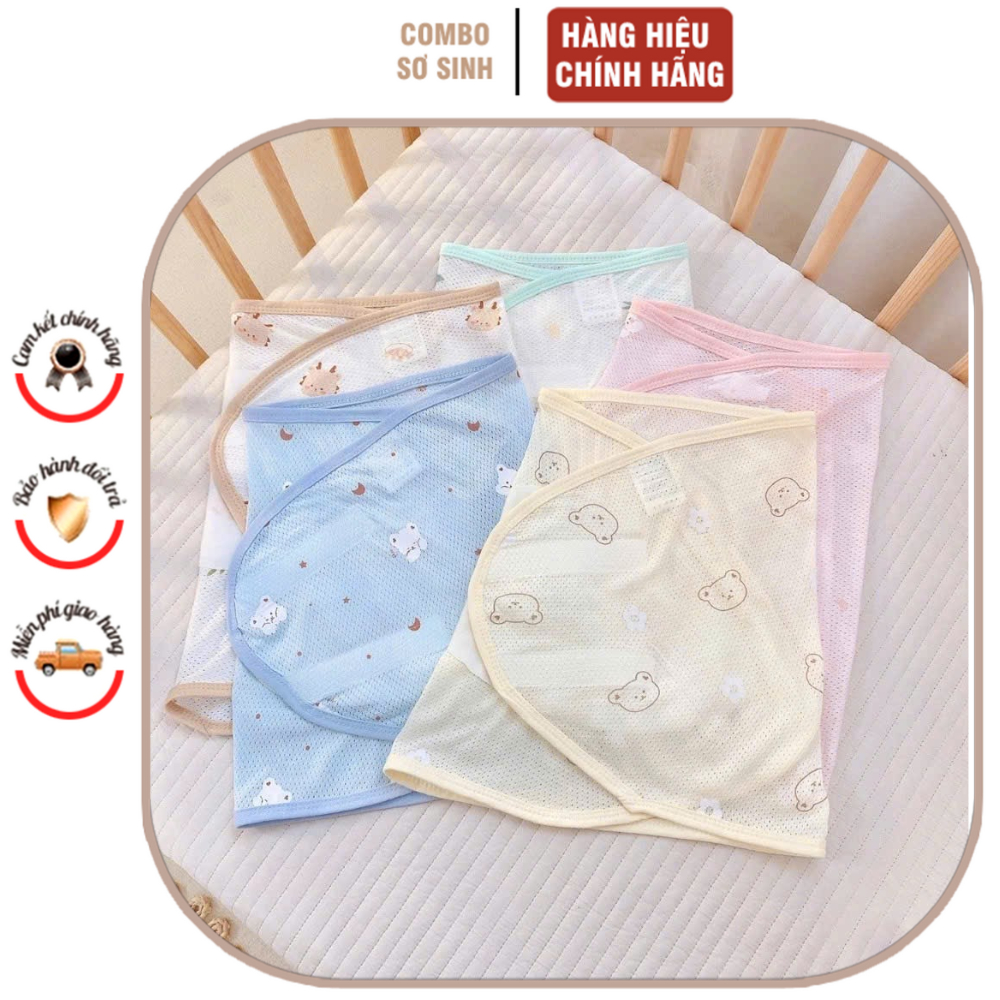 Quấn chống giật mình cho bé, chất liệu vải thở siêu thoáng mát giúp bé ngủ ngon yên giấc