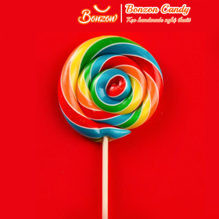 Kẹo mút cầu vồng hương trái cây tổng hợp lolipop 6cm - Kẹo que handmade Bonzon Candy
