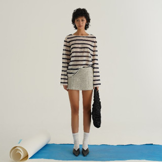  Áo thun dài tay nữ kẻ dáng rộng Ngang Long-sleeve Shirt - oula studios 