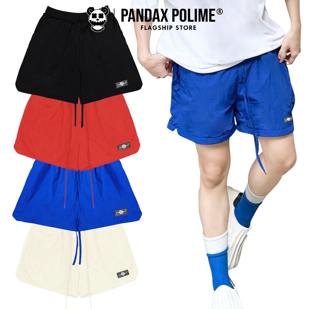 Quần short đùi ngố lửng gió nhăn có lót lưới nam nữ local brand form rộng trên gối unisex cặp đôi đi biển pandax polime