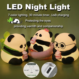 Dễ thương Panda Đèn silicon Cảm biến chạm LED Có thể sạc lại Đèn phòng ngủ Hoạt hình Đồ chơi Đèn ngủ Sinh nhật Quà tặng