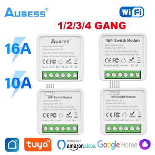 AUBESS Mini TUYA 2/3/4 Way WIFI Switch Through Breaker Alexa Google Remote Control Smart Home