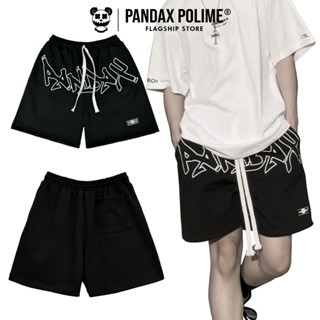 Quần short nỉ nam big size local brand Pandax signature ngắn lưng thun ống rộng cao cấp unisex big size ống rộng màu đen