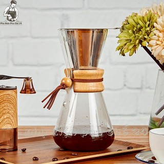 Bình Chemex Pha Cà Phê Pour Over Drip Brew V60 Thủy Tinh