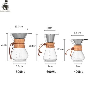 Bình Chemex Pha Cà Phê Pour Over Drip Brew V60 Thủy Tinh