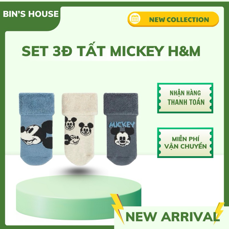 [Au.th]Set 3đ tất mickey H&M sz 1-3y