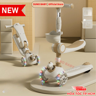 Xe scooter cho bé, Xe trượt có ghế ngồi, 3 bánh, CÓ ĐÈN PHÁT SÁNG, đa năng, Cho bé từ 1-10 tuổi SUNO