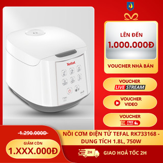 Nồi cơm điện tử tefal rk733168 - dung tích 1.8l, 750w - lòng nồi nhôm phủ vân đá - hàng chính hãng