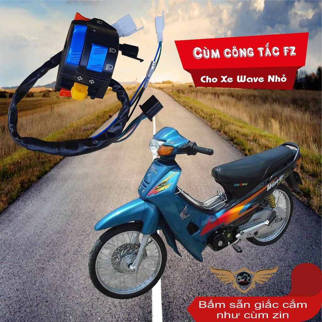Cùm Công Tắc Đèn Fz Bên Trái Cho Xe Wave Nhỏ Bấm Sẵn Giắc Cắm Như Cùm Công Tắc Zin - Cùm Công Tắc Wa