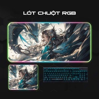 Lót chuột, Bàn đi chuột LED RGB Size 80x30cm, 90x40cm chống trượt, Dày 4mm bền đẹp nhiều màu sắc