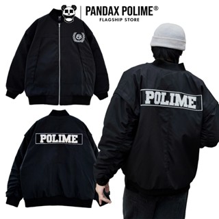 Bomber jacket pilot nam nữ varsity trần bông local brand tay nhúm unisex boxy crop top bigsize Pandax Polime phao đen