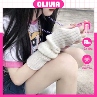 Găng Tay Len Hở Ngón Giữ Ấm Mùa Đông Mềm Mại Phong Cách Gothic Punk Cho Nữ Olivia GT050