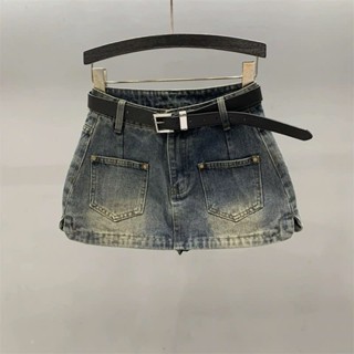 Chân váy jean nữ ngắn chữ a ngắn lưng cao y2k cá tính có quần bảo hộ cho nữ mặc đi chơi V10