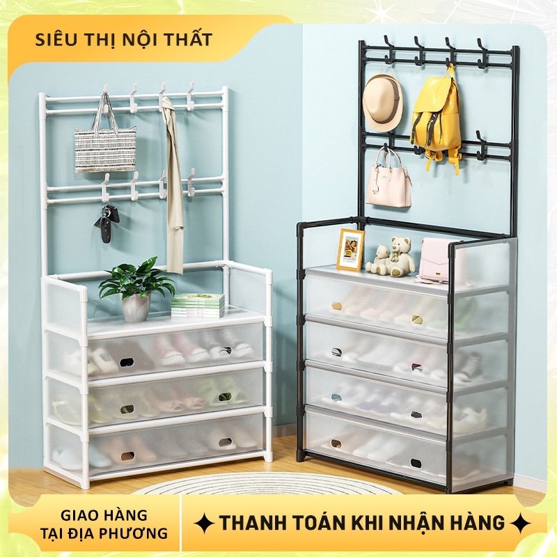 Kệ 5 Tầng Để Giày Dép Giá Treo Đồ Khung Thép Carbon Chắc Chắn Có Màng Chắn Chống Bụi Bẩn