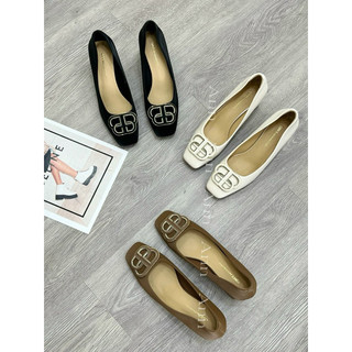 Giày cao gót mũi vuông êm mềm sang trọng phối đá BB hãng QBEL CGV127 ANN_Offical