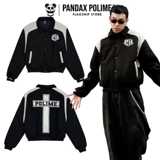 Áo khoác boxy jacket varsity local brand bomber nam nữ trần bông phối màu chất dạ ép nỉ croptop unisex Pandax Polime