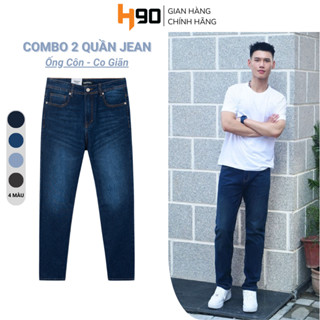 Combo 2 Quần Jean Nam Dáng Ôm H90, Ống Côn Slimfit, Chất Bò Co Giãn Vận Động, Bền Màu QDJ04